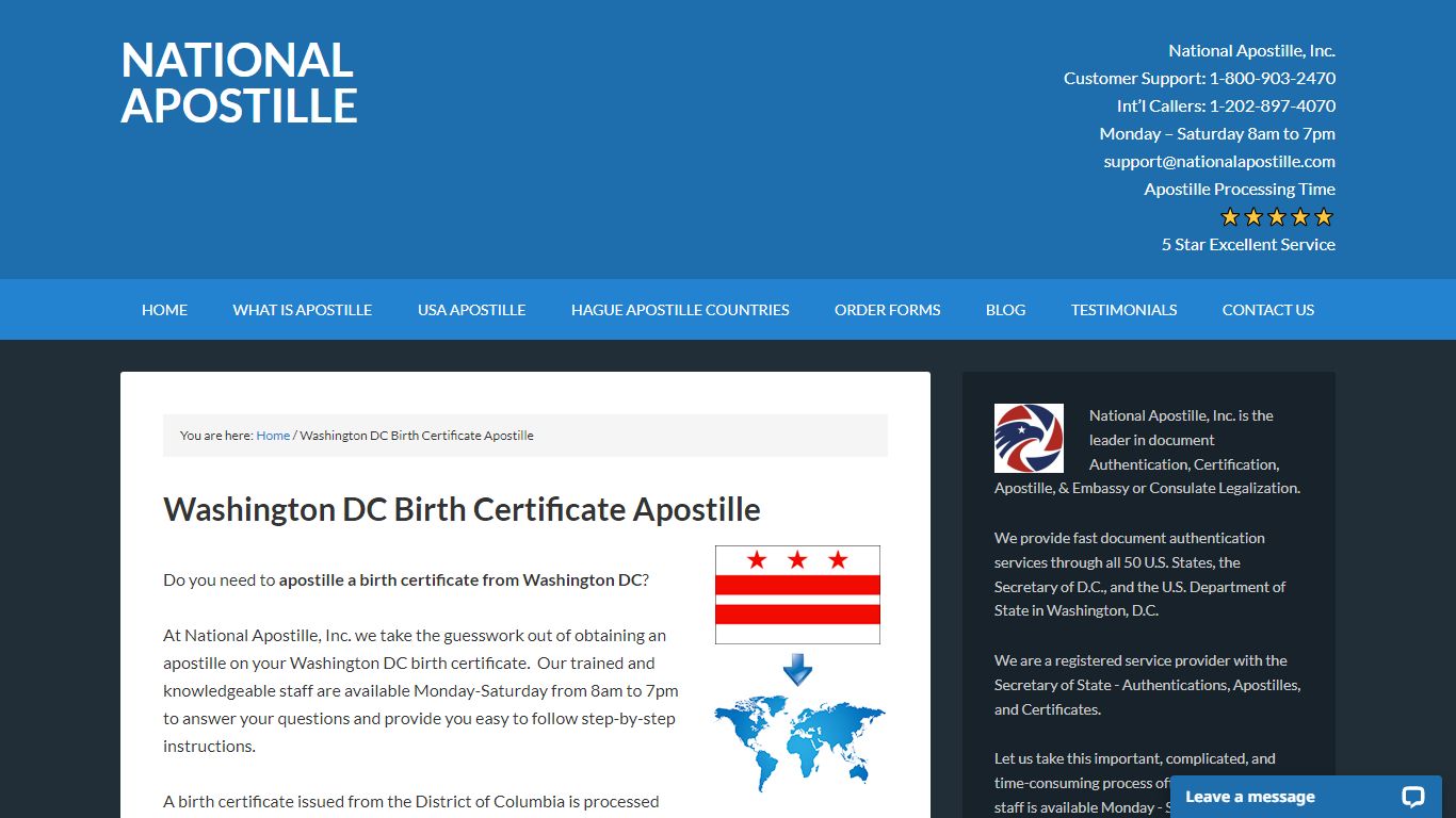 Washington DC Birth Certificate Apostille - National Apostille